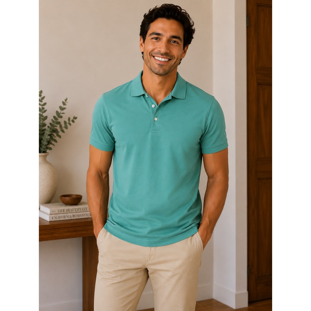 LL Bean Mens Traditional Fit Short Sleeve Cotton Polo Shirt Teal XXL Tall 300455